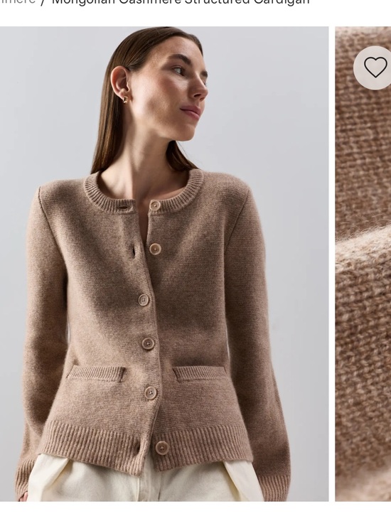 Quince Sweaters - Quince Mongolian Cashmere Structured Cardigan Sweater Oatmeal Size Small